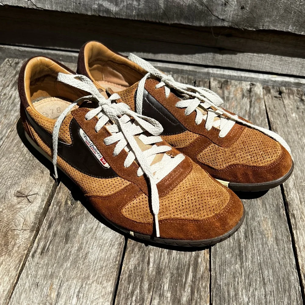🌻Diesel Brown Suede Leather Sneakers Size 11